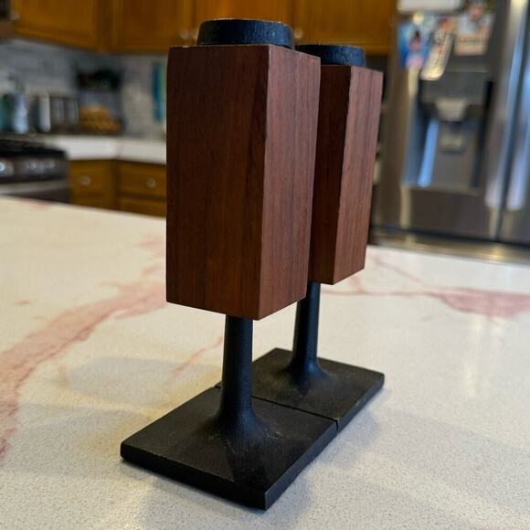 Random Industries Candleholder Danish teak and cast iron MCM vintage - Picture 8 of 12